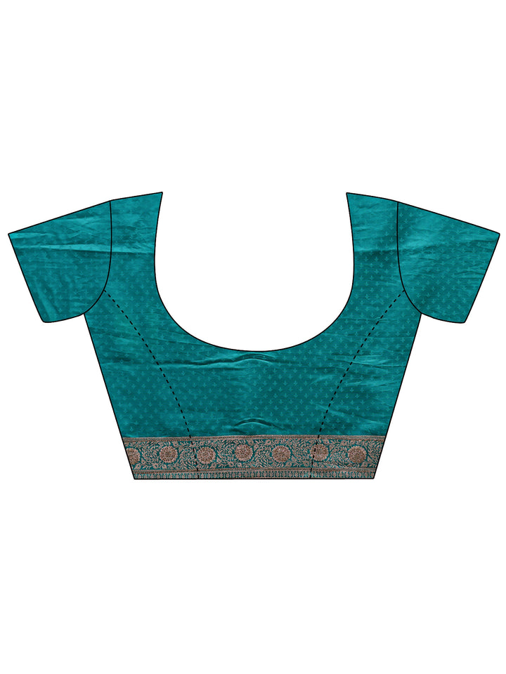 Libas Art Green Woven Design Satin Banarasi Saree With Unstitched Blouse Piece
