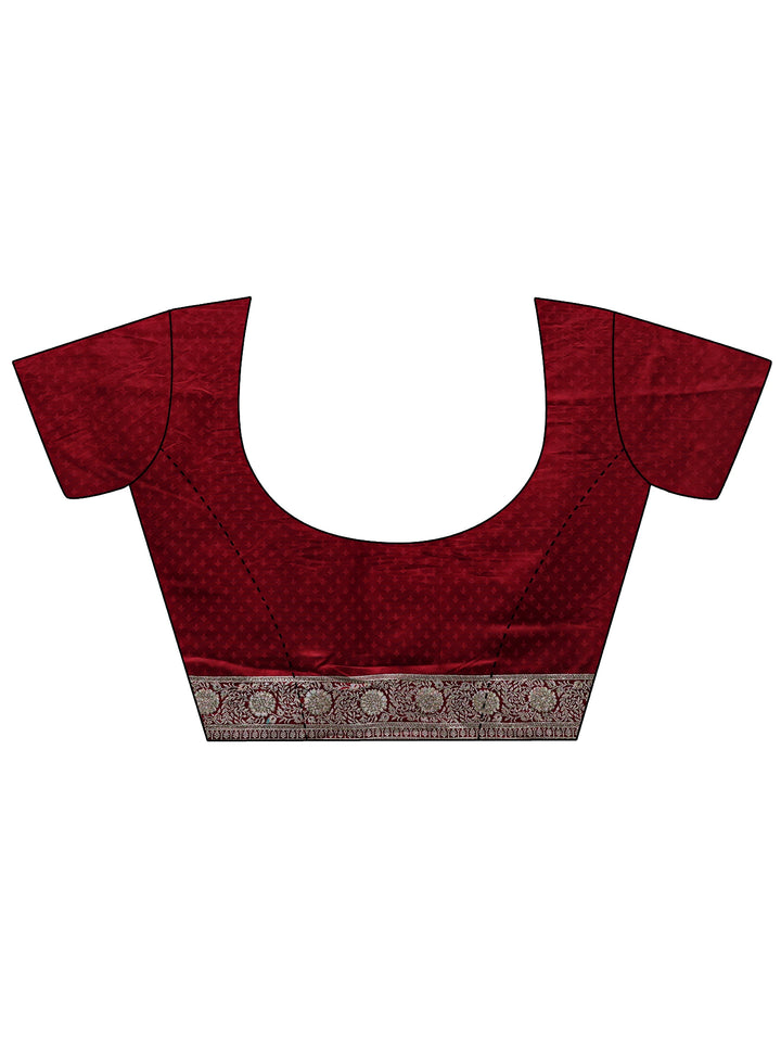Libas Art Maroon Woven Design Satin Banarasi Saree With Unstitched Blouse Piece