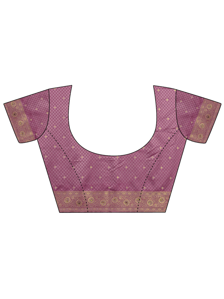 Purple Banarasi Silk Blend Saree With Unstitched Blouse Piece