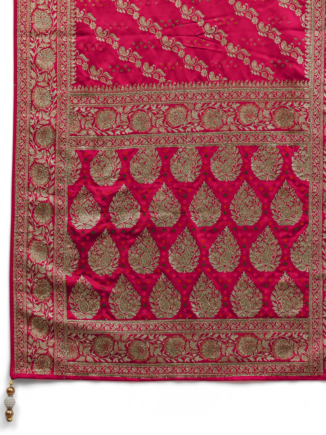 Libas Art Ivory Gharchola Satin Saree With Unstitched Blouse Piece