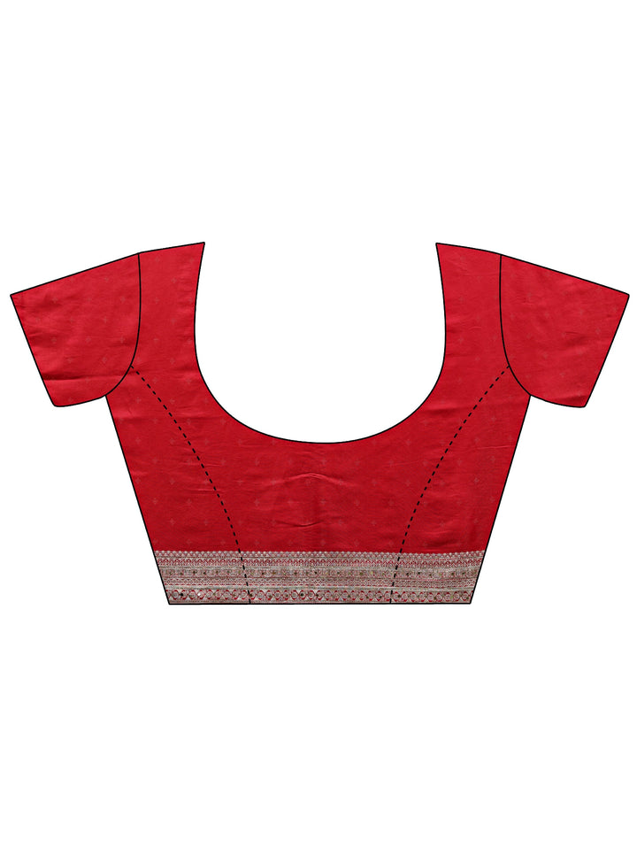 Libas Art Maroon Woven Design Silk Blend Banarasi Saree With Unstitched Blouse Piece