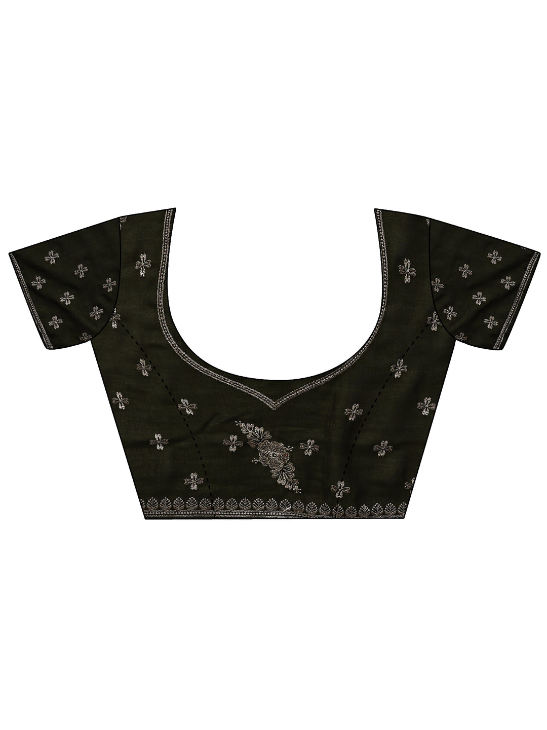 Green Floral Embroidered Silk Blend Saree With Unstitched Blouse Piece