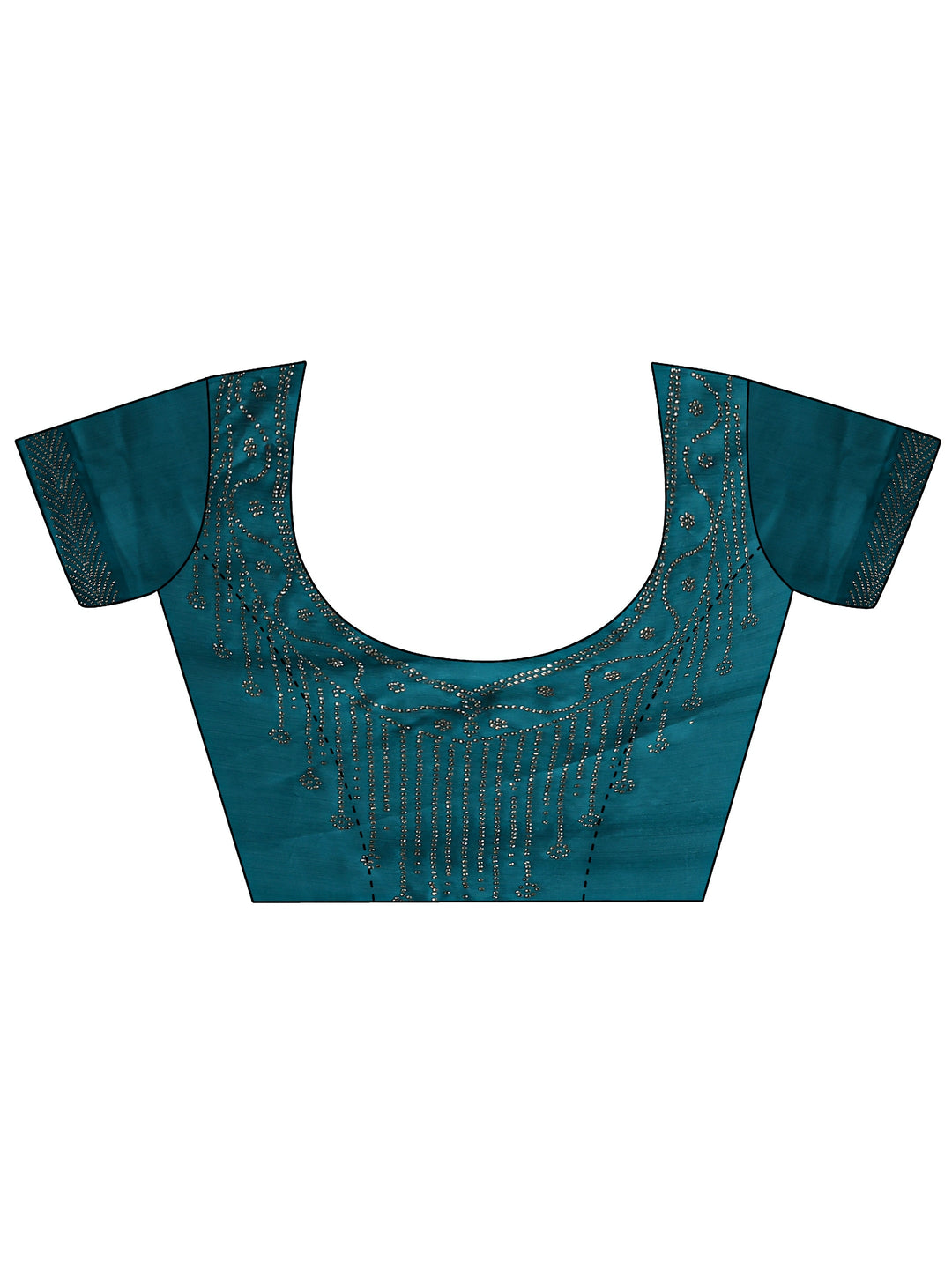 Blue Embellished Silk Blend Saree With Unstitched Blouse Piece