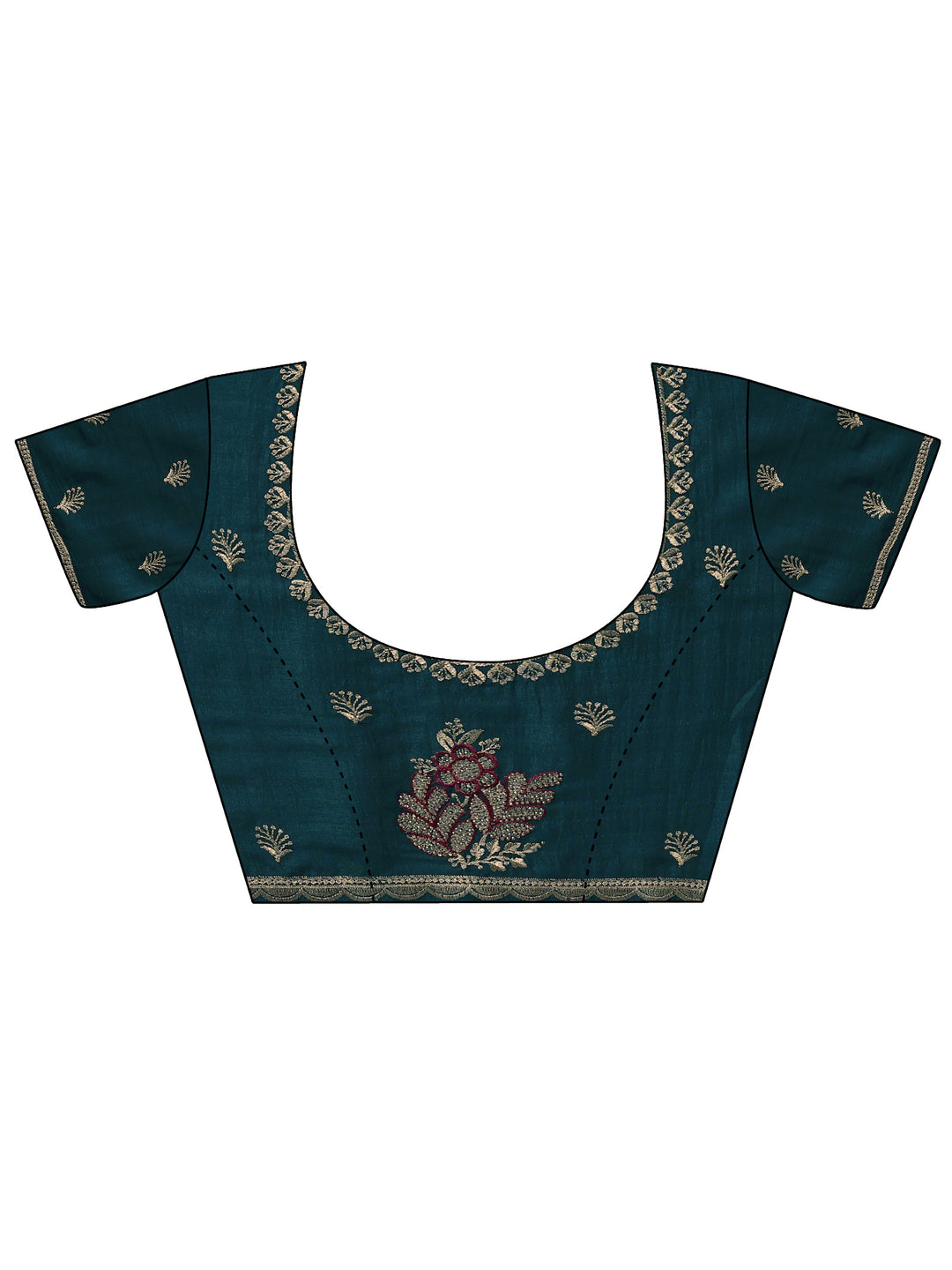 Maroon Floral Embroidered Silk Blend Saree With Unstitched Blouse Piece