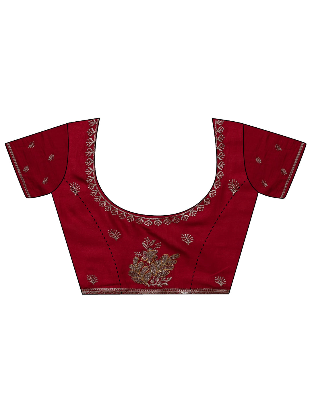 Mustard Floral Embroidered Silk Blend Saree With Unstitched Blouse Piece