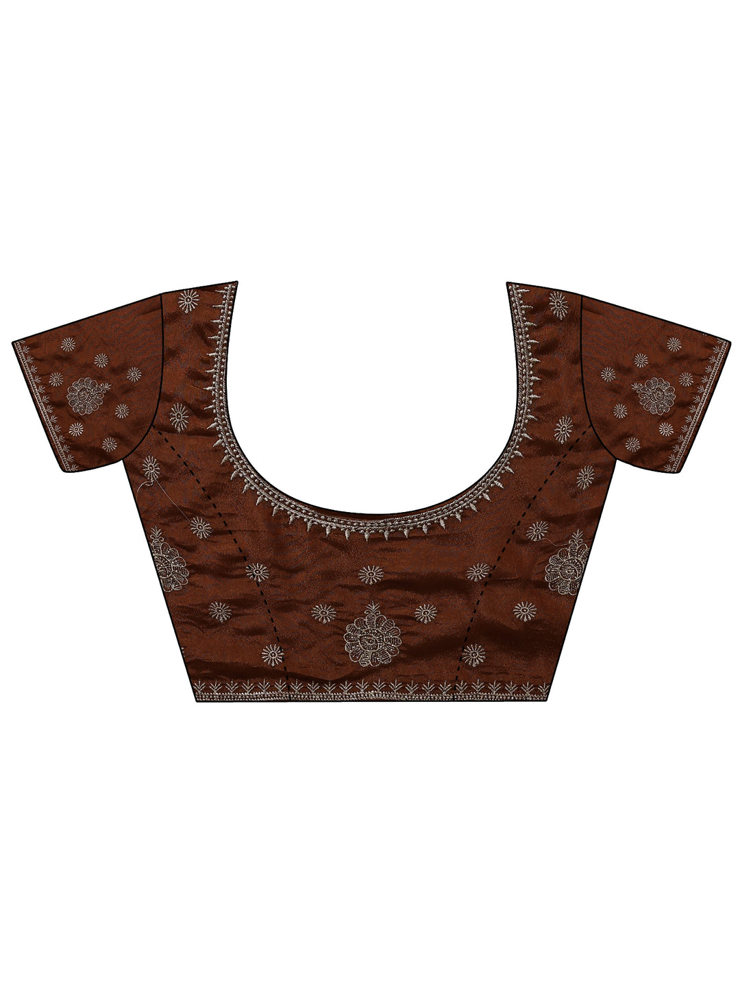 Brown Ethnic Motifs Embellished Satin Saree With Unstitched Blouse Piece