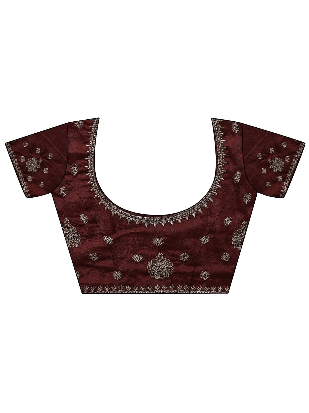 Brown Ethnic Motifs Embellished Satin Saree With Unstitched Blouse Piece
