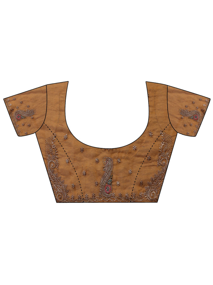 Libas Mustard Embellished Tissue Saree With Unstitched Blouse Piece