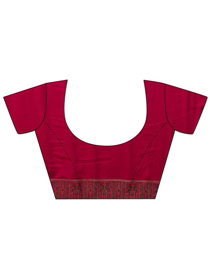 Cream Ethnic Motifs Embroidered Silk Blend Saree With Unstitched Blouse Piece