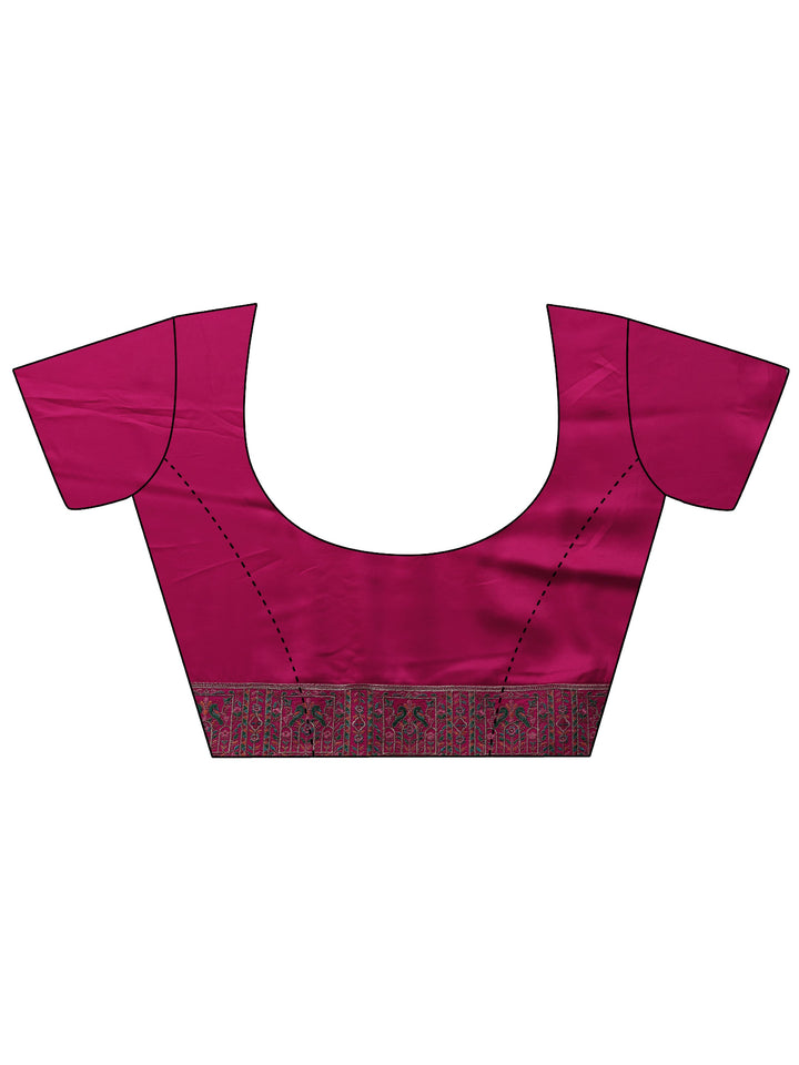 Green Ethnic Motifs Embroidered Silk Blend Saree With Unstitched Blouse Piece