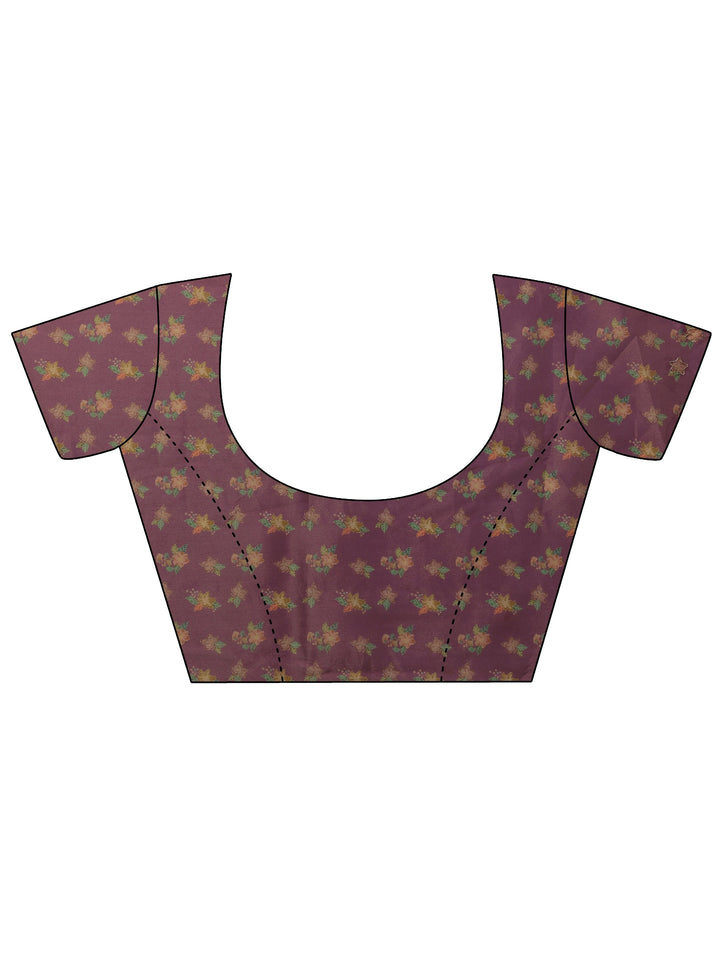 Lavender Floral Solid Tissue Saree With Unstitched Blouse Piece