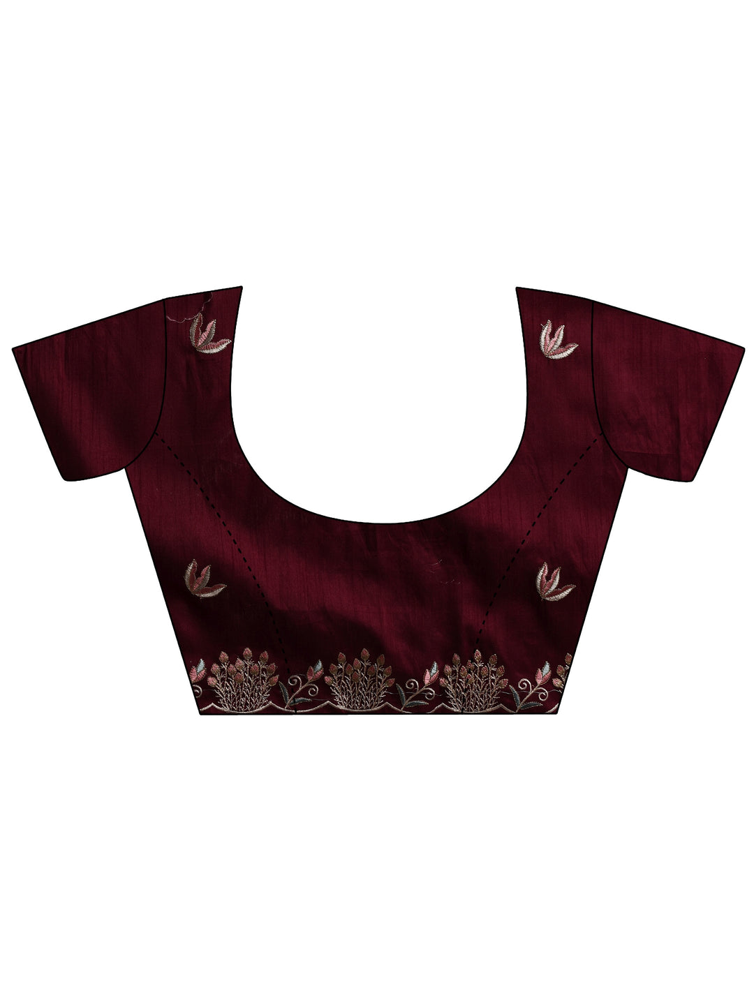 Purple Floral Embroidered Organza Saree With Unstitched Blouse Piece