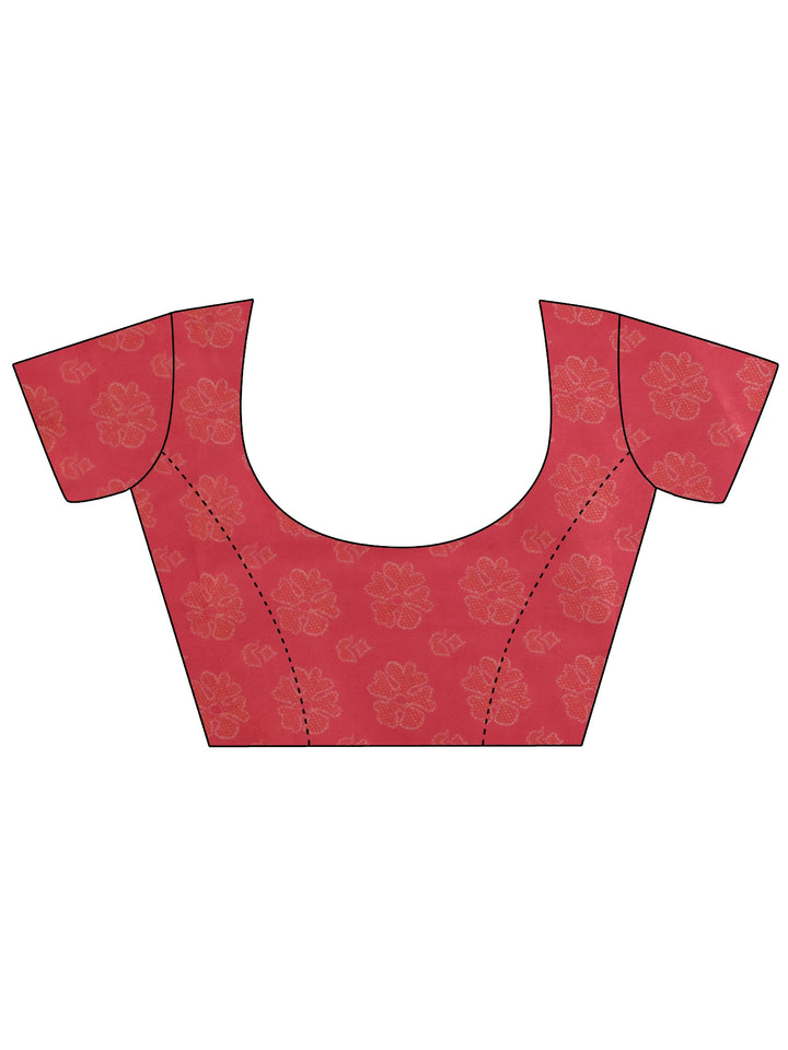 Pink Bandhani Printed Ombre Tissue Saree With Unstitched Blouse Piece