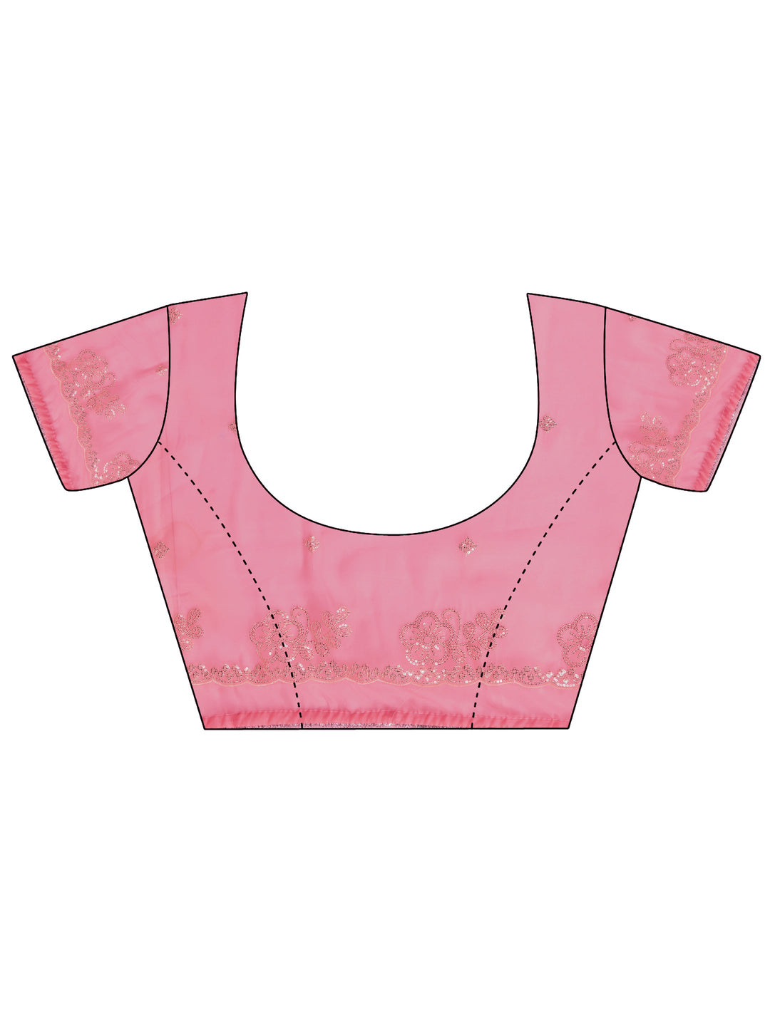 Pink Floral Embellished Tissue Saree With Unstitched Blouse Piece