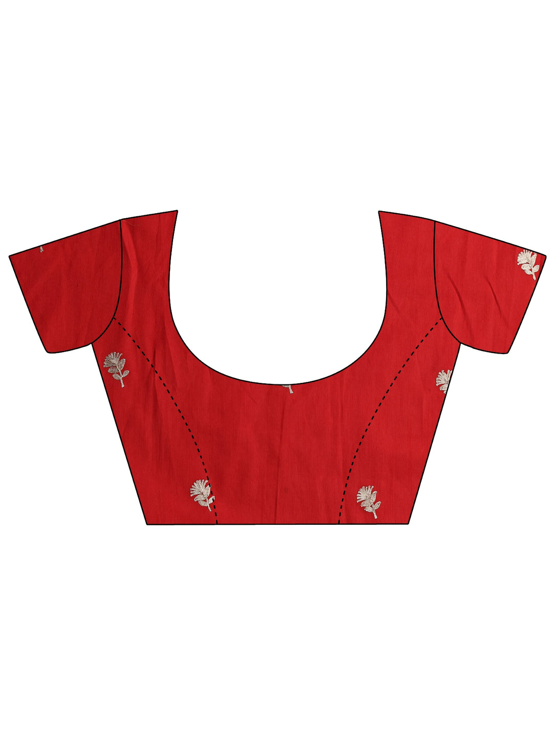 Red Floral Printed Tissue Saree With Unstitched Blouse Piece