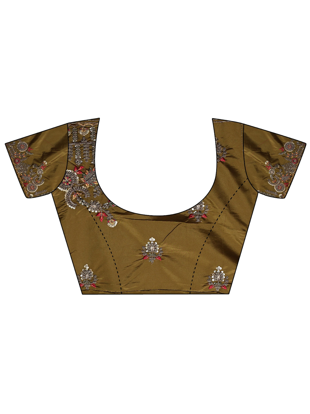 Libas Art Green Floral Embroidered Tissue Saree With Unstitched Blouse Piece