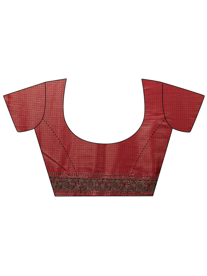 Libas Art Gold Ethnic Motifs Woven Design Silk Blend Saree With Unstitched Blouse Piece