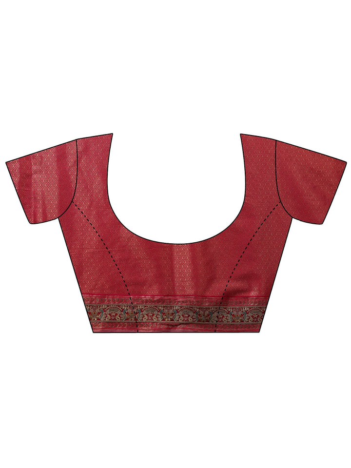 Libas Art Lavender Ethnic Motifs Woven Design Silk Blend Saree With Unstitched Blouse Piece