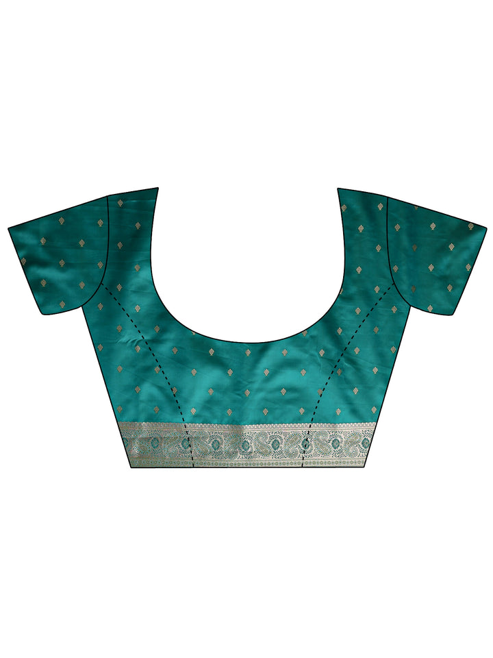 Green Floral Woven Design Silk Blend Saree With Unstitched Blouse Piece