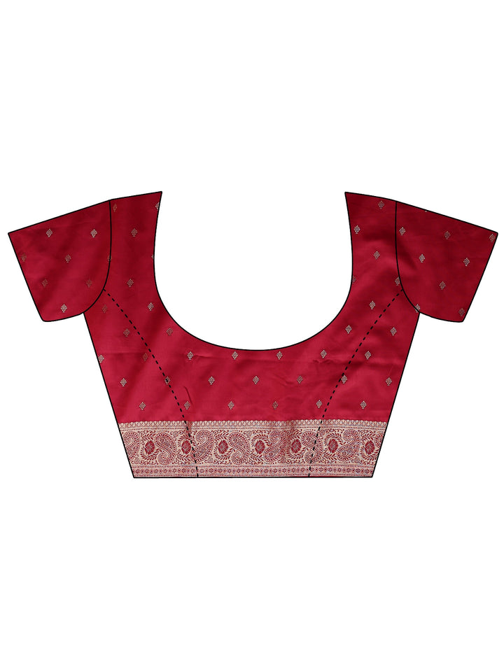 Pink Floral Woven Design Silk Blend Saree With Unstitched Blouse Piece