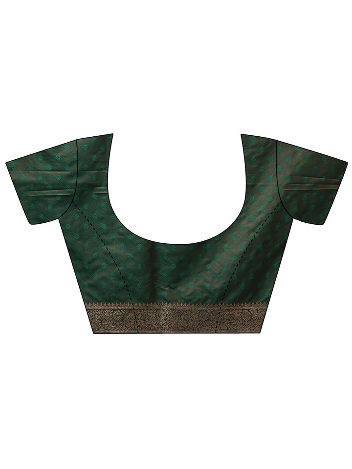 Green Floral Woven Design Silk Blend Saree With Unstitched Blouse Piece