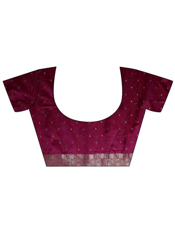 Purple Floral Woven Design Silk Blend Saree With Unstitched Blouse Piece