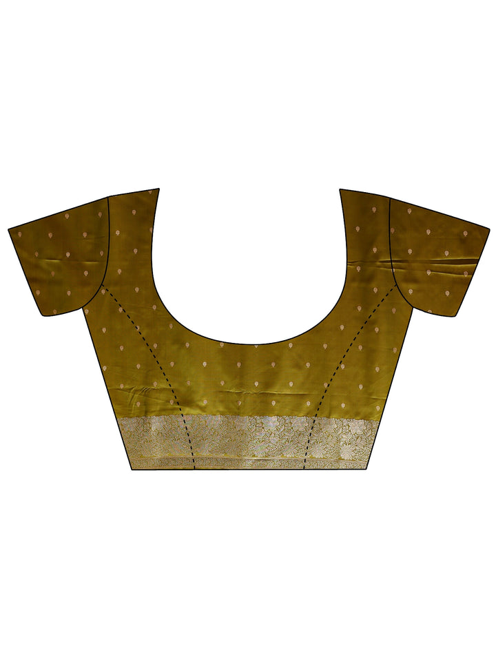 Libas Green Floral Woven Design Silk Blend Saree With Unstitched Blouse Piece