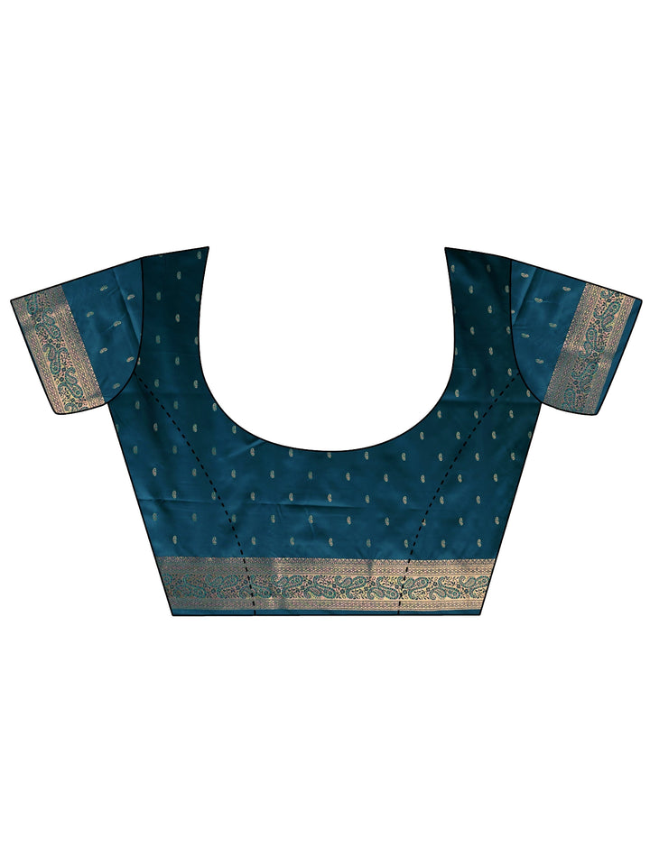 Libas Blue Ethnic Woven Design Silk Blend Saree With Unstitched Blouse Piece