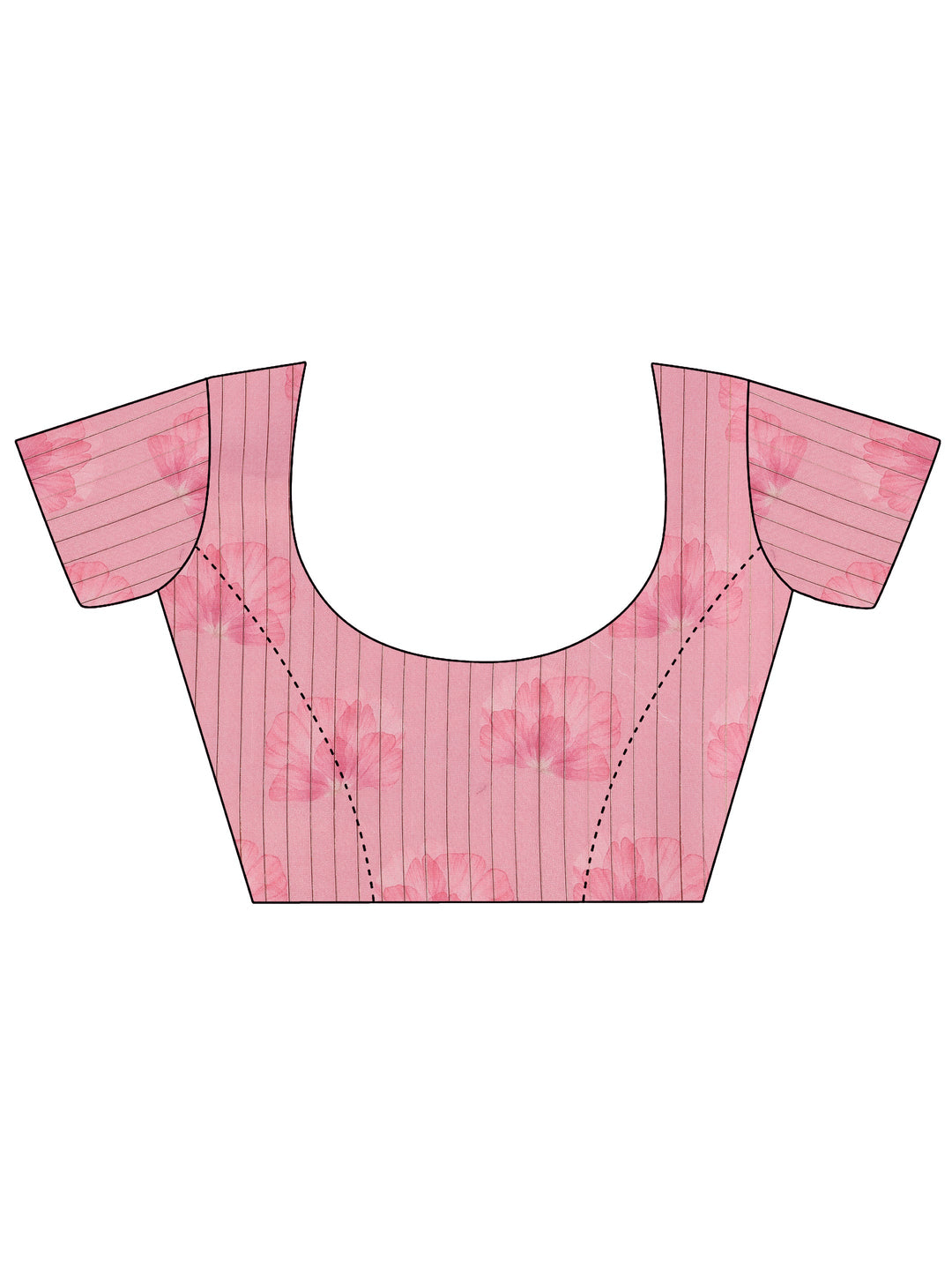 Pink Printed Silk Saree With Unstitched Blouse Piece
