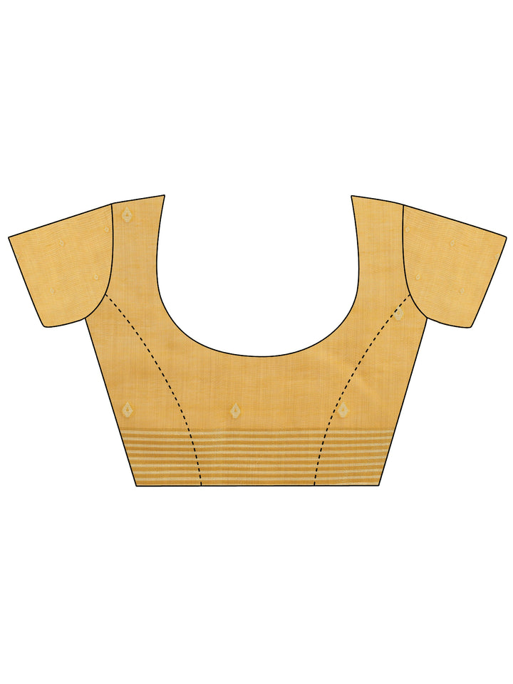 Mustard Woven Design Cotton Saree With Unstitched Blouse Piece