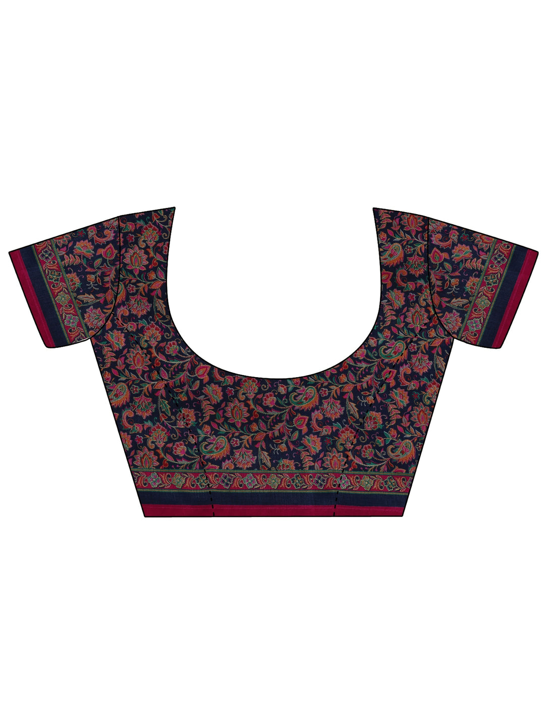 Pink Printed Silk Blend Saree With Unstitched Blouse Piece