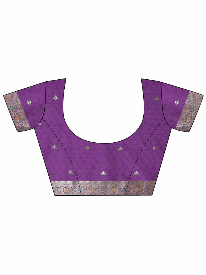Purple Woven Design Silk Blend Saree With Unstitched Blouse Piece