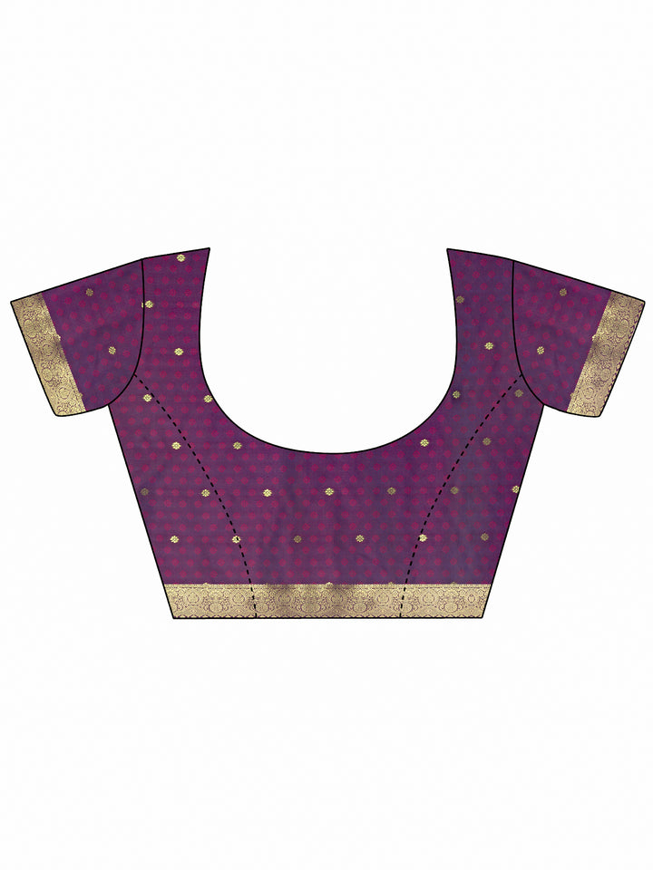 Purple Woven Design Silk Blend Saree With Unstitched Blouse Piece