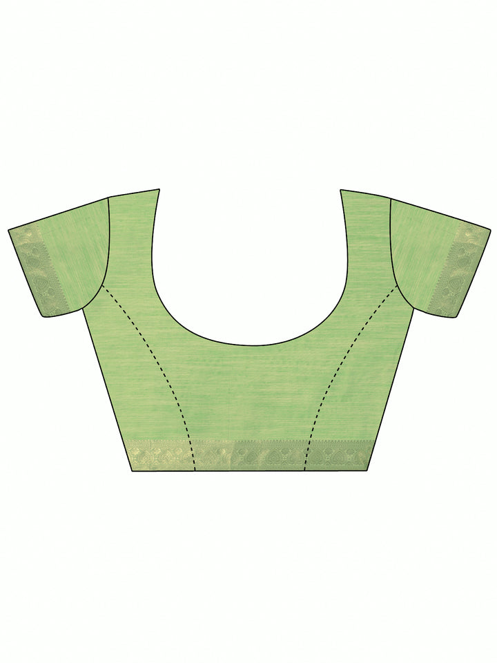 Green Woven design Silk Blend Saree With Unstitched Blouse Piece