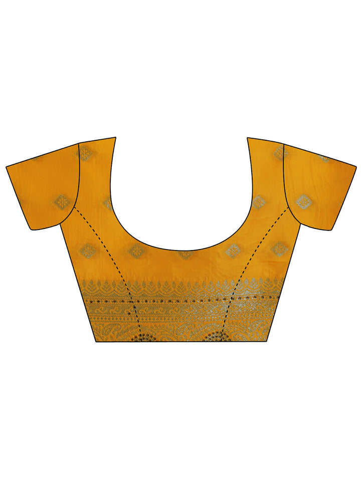 Yellow Woven Design Silk Blend Saree With Unstitched Blouse Piece