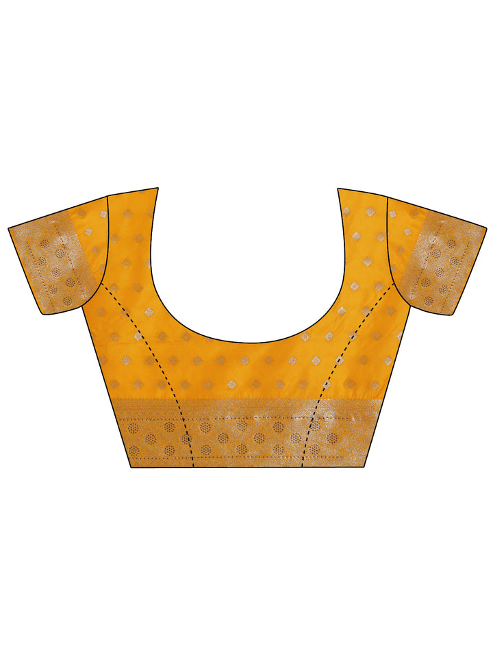 Yellow Woven Design Silk Blend Saree With Unstitched Blouse Piece