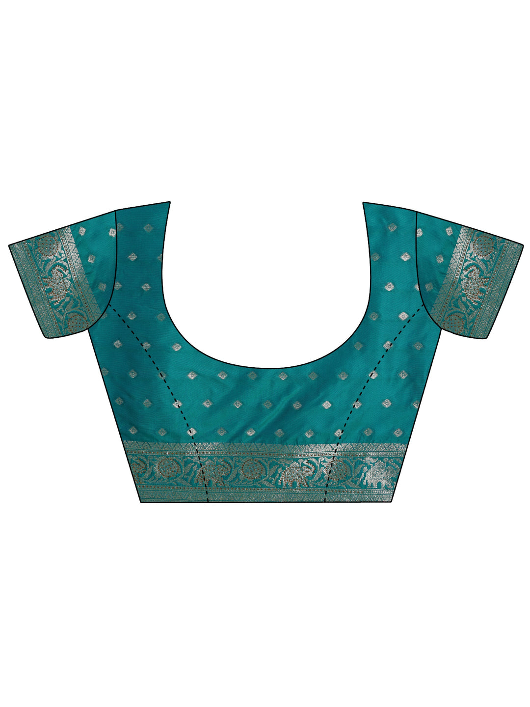 Teal Woven Design Banarasi Silk Blend Saree With Unstitched Blouse Piece