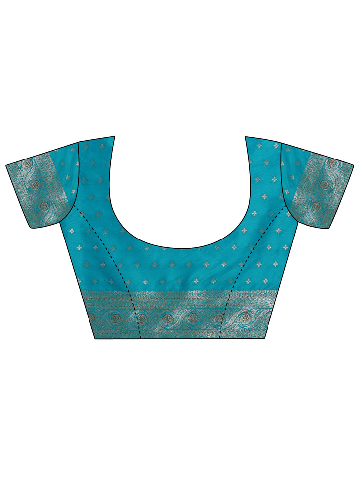 Blue Woven Design Banarasi Silk Blend Saree With Unstitched Blouse Piece