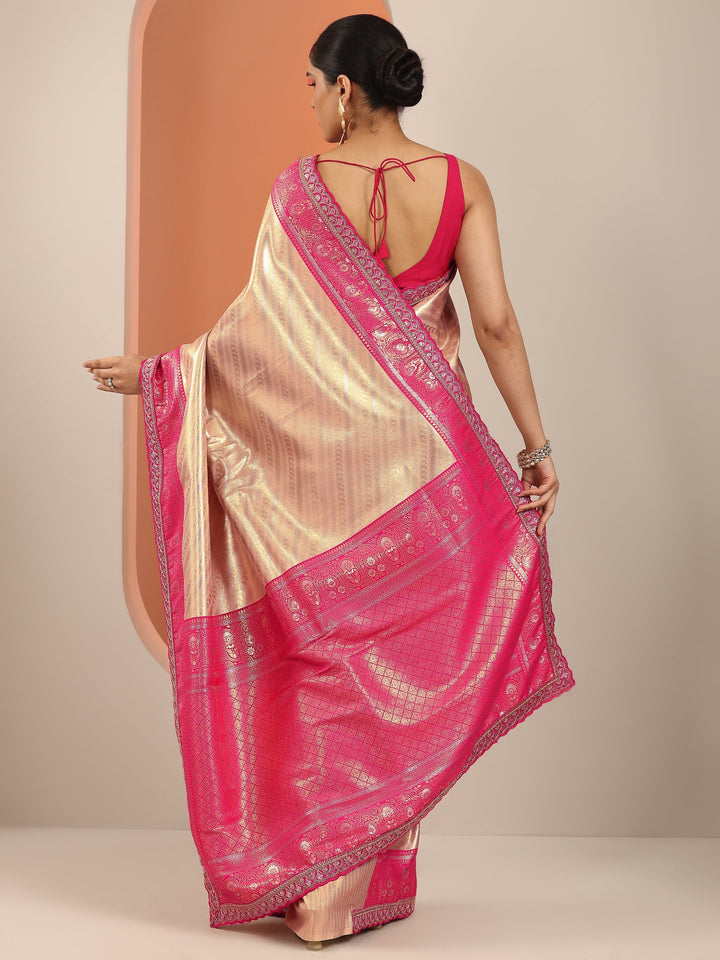 Beige  Silk Blend Saree With Unstitched Blouse Piece
