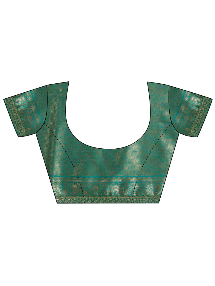 Peach Woven Design Banarasi Silk Blend Saree With Unstitched Blouse Piece