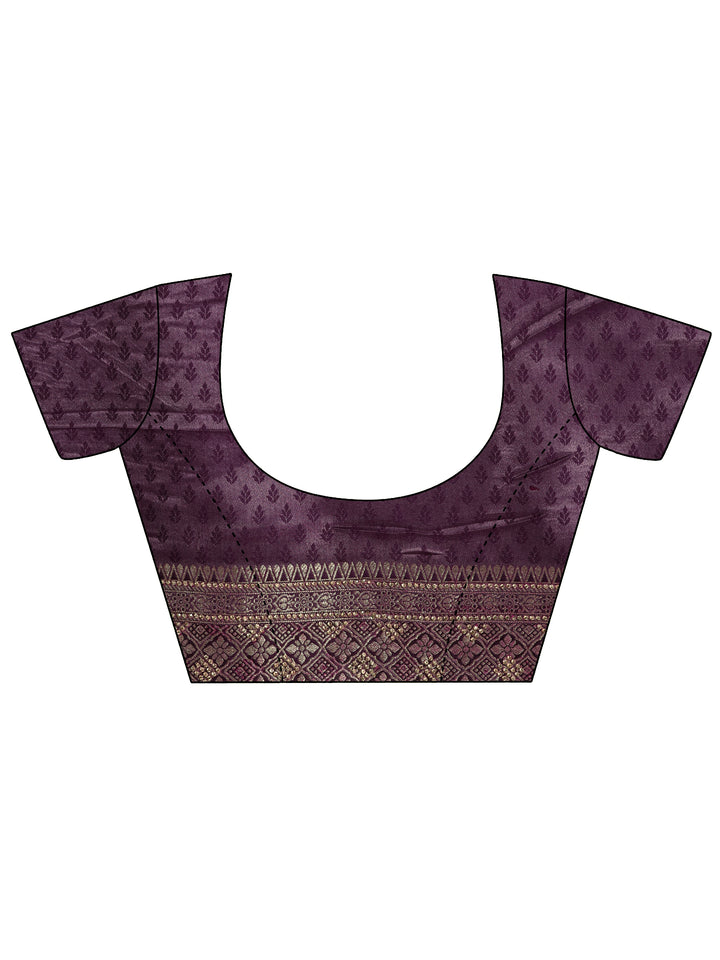 Purple Woven Design Silk Blend Saree With Unstitched Blouse Piece