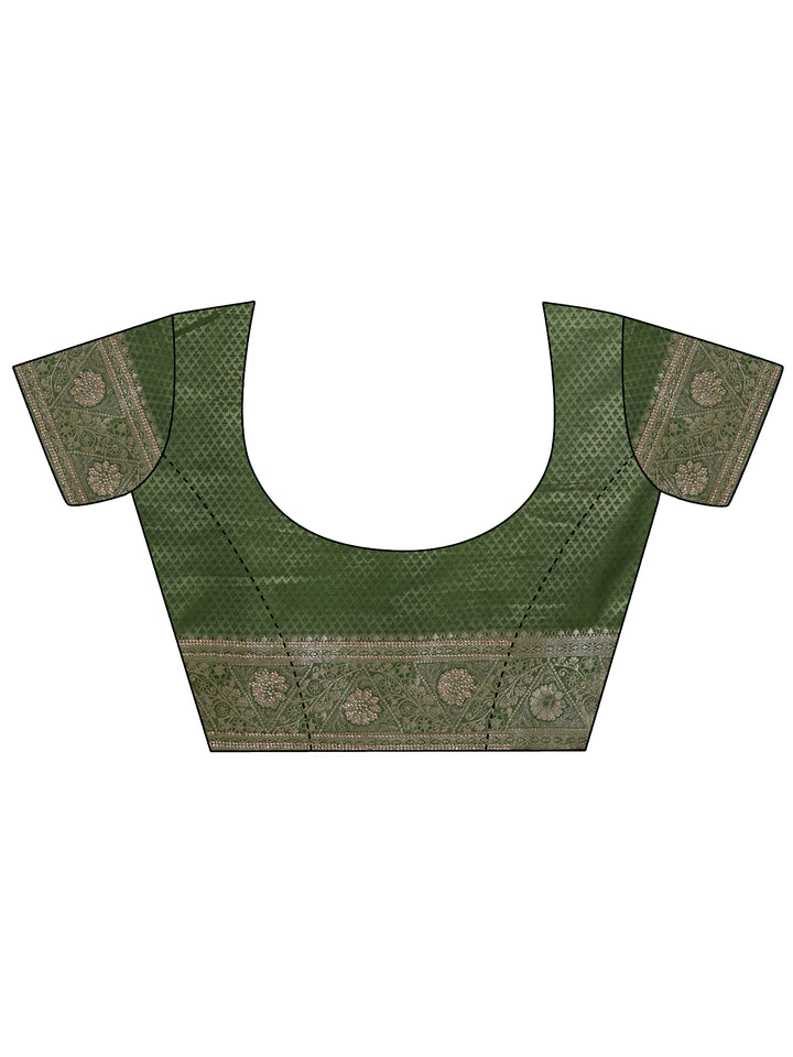 Green Woven Design Silk Blend Saree With Unstitched Blouse Piece