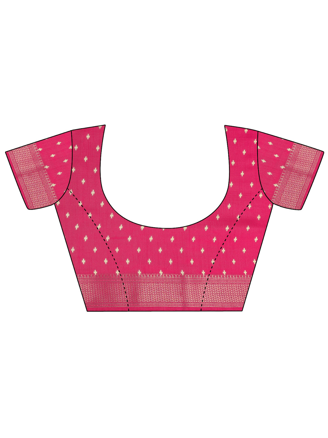 Pink Printed Silk Blend Saree With Unstitched Blouse Piece