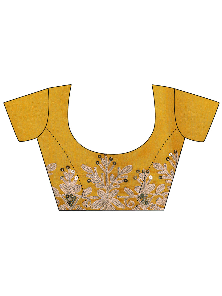 Olive Embroidered Jimmy Choo Organza Saree With Unstitched Blouse Piece