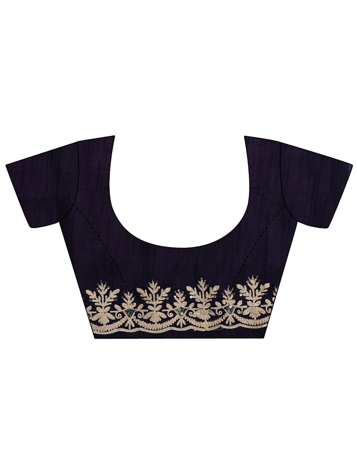 Lavender Embroidered Organza Saree With Unstitched Blouse Piece