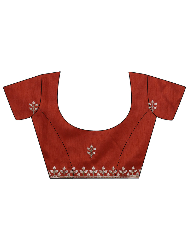 Orange Embroidered Organza Saree With Unstitched Blouse Piece