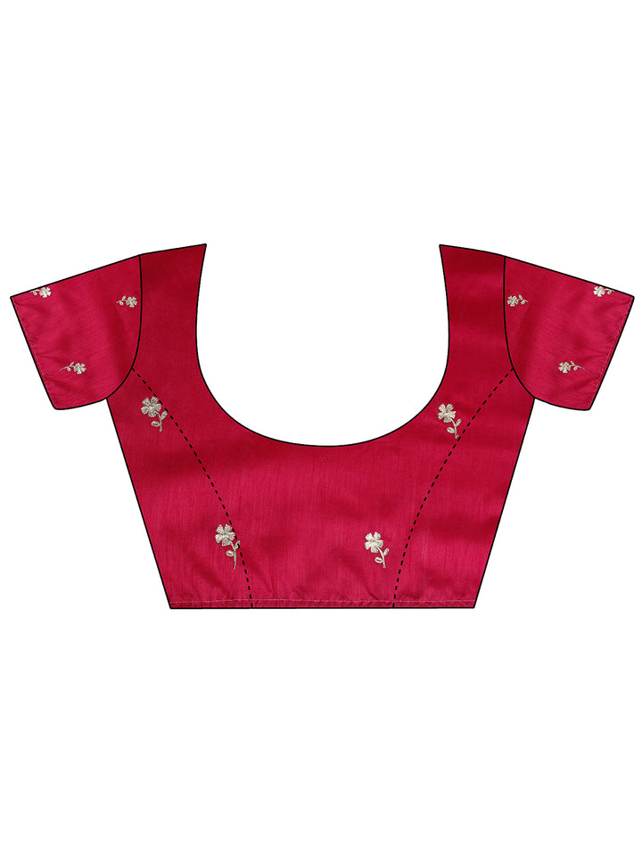 Pink Bandhani Printed Chinon Saree With Unstitched Blouse Piece