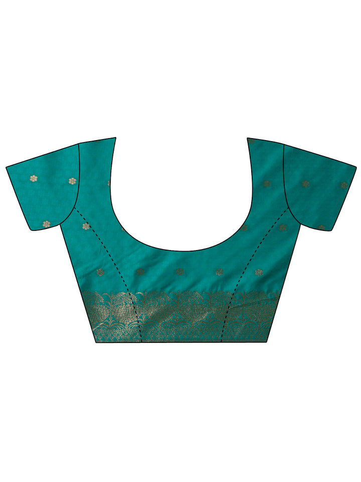 Green Woven Design Banarasi Silk Blend Saree With Unstitched Blouse Piece