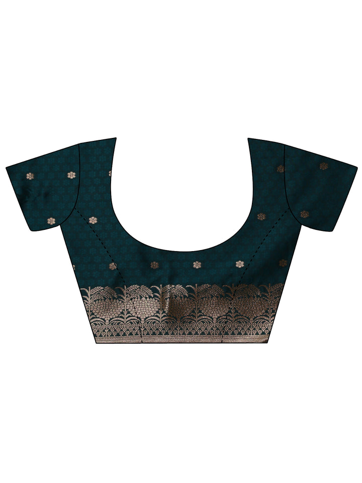 Green Woven Design Banarasi Silk Blend Saree With Unstitched Blouse Piece