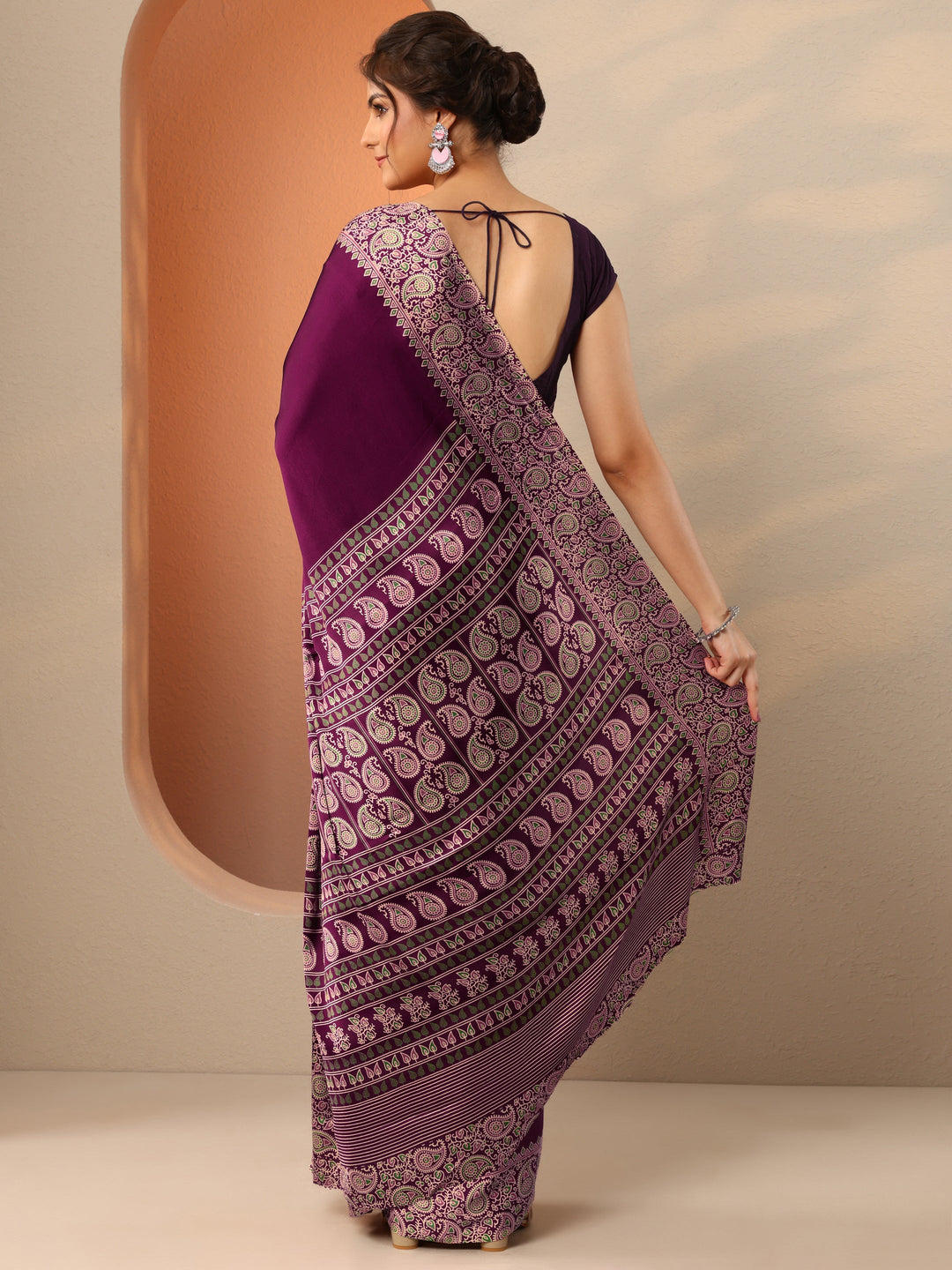 Burgundy Solid Satin Saree With Unstitched Blouse Piece